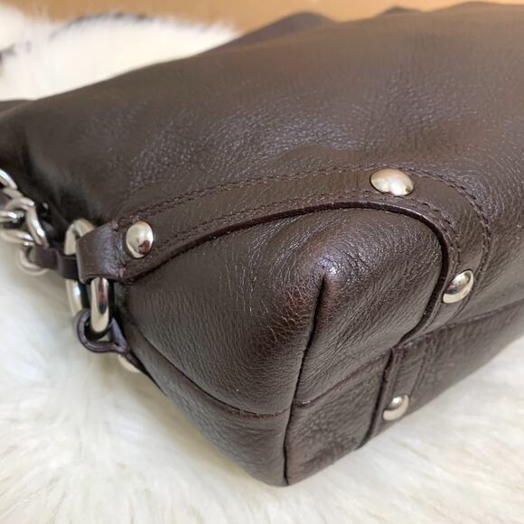 COACH Dark Brown Pebbled Leather CARLY Hobo Shoulder Bag F15251 - Picture 7 of 16